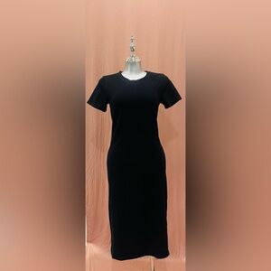 Old Navy Black Short-Sleeve Midi Dress